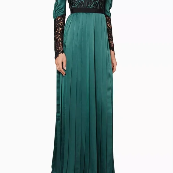 Self-Portrait Teal and Black Long Sleeve Dress - Picture 6 of 7